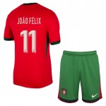 Günstige Fußballtrikots Portugal Joao Felix 11 Kinder Heimtrikot EURO 2024 Kurzarm